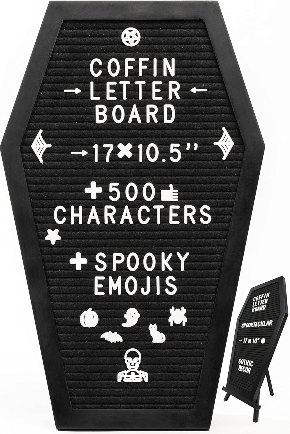 Coffin Letter Board With Spooky Emojis - Halloween Decor Gifts - Halloween Decorations Indoor - G... | Amazon (US)