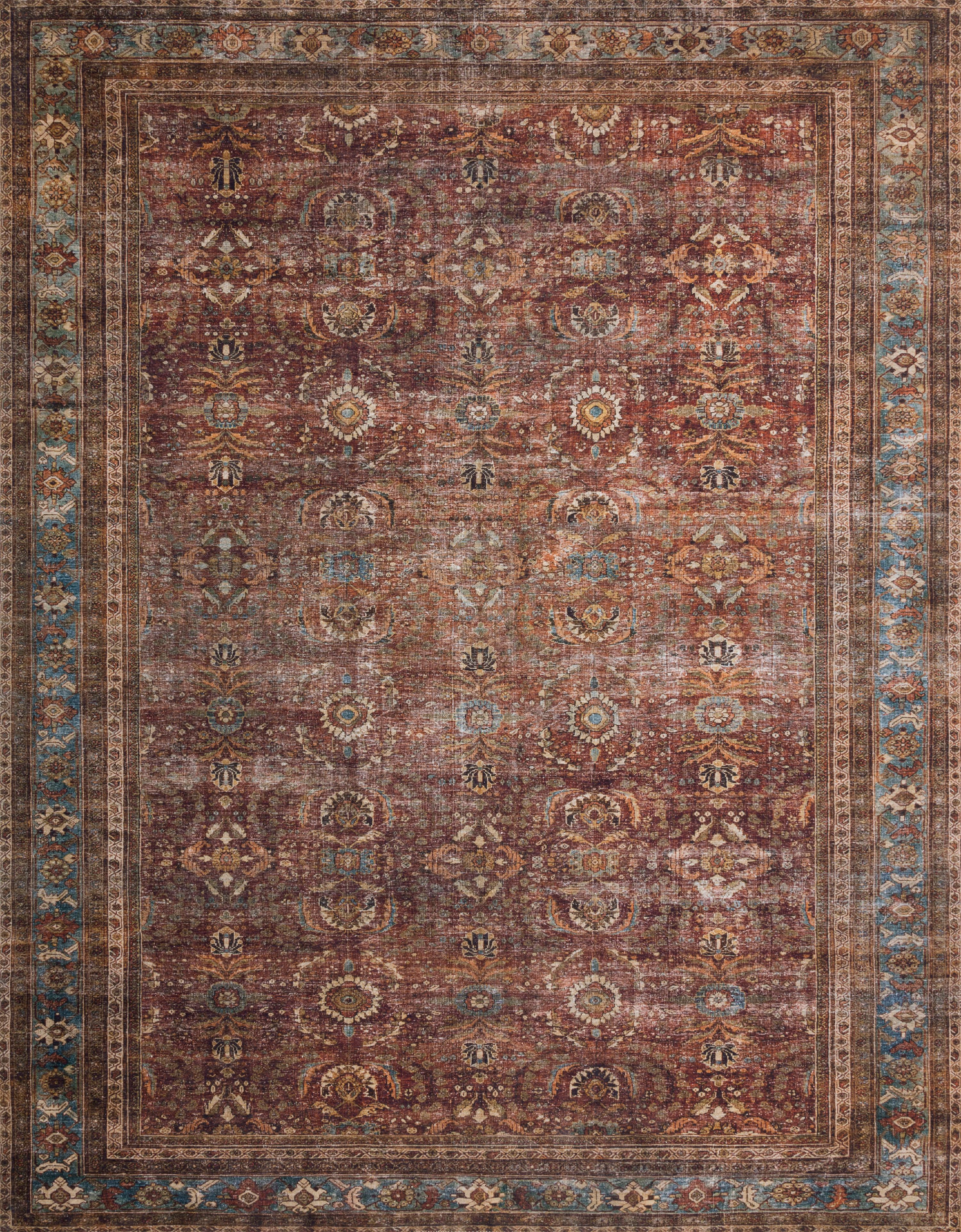 Loloi II Layla Printed Oriental Distressed Brick / Blue Area Rug | Walmart (US)