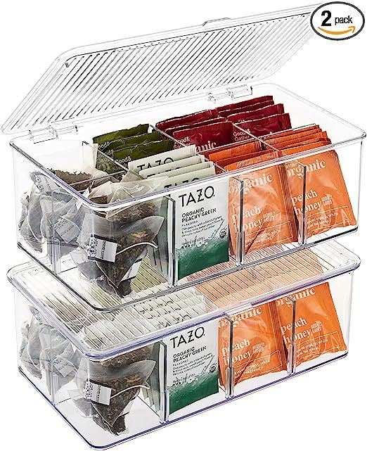 Sorbus Organizer Bins, with lids & Removable Compartments, tea bag organizer Box, Kitchen Pantry ... | Amazon (US)