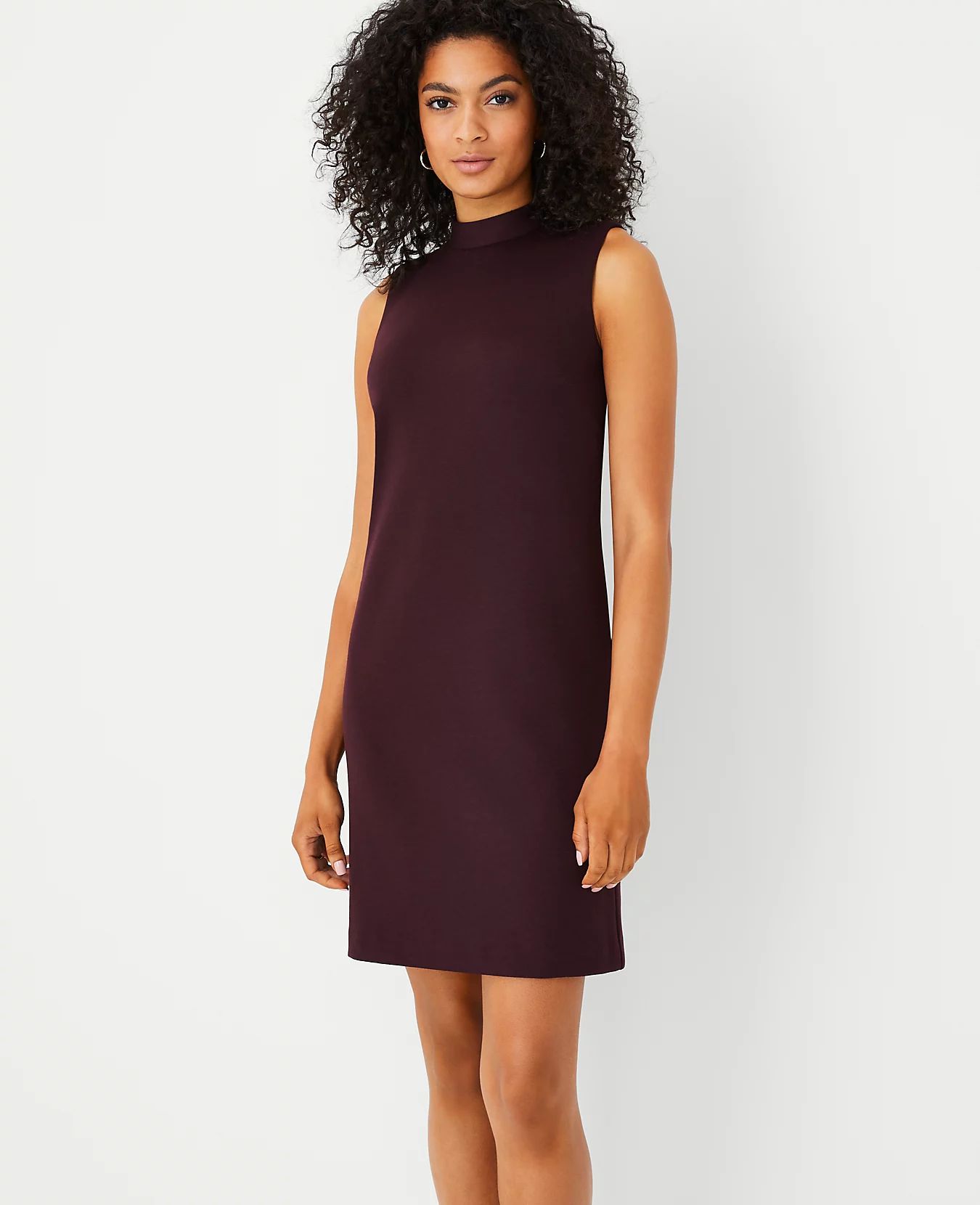 The Petite Mock Neck Shift Dress in Double Knit | Ann Taylor (US)