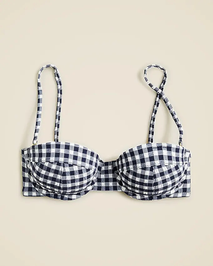 Heritage bandeau bikini top in classic gingham | J. Crew US