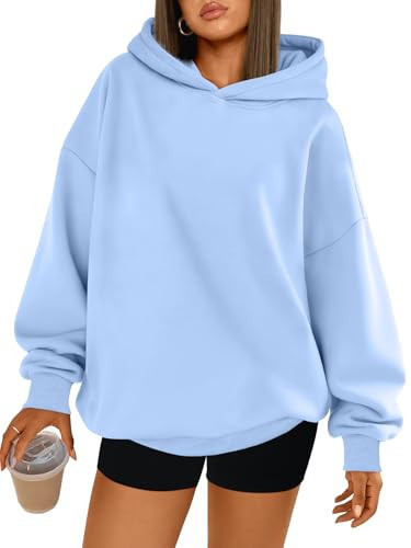 Trendy Queen Womens Oversized Hoodies Cute Comfrt Sweatshirt LightBlue L | Amazon (US)