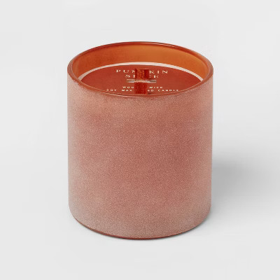 14oz 2-Wick Fall Orange Dusted Cylinder Glass Woodwick Pumpkin Spice Candle Orange - Threshold™ | Target