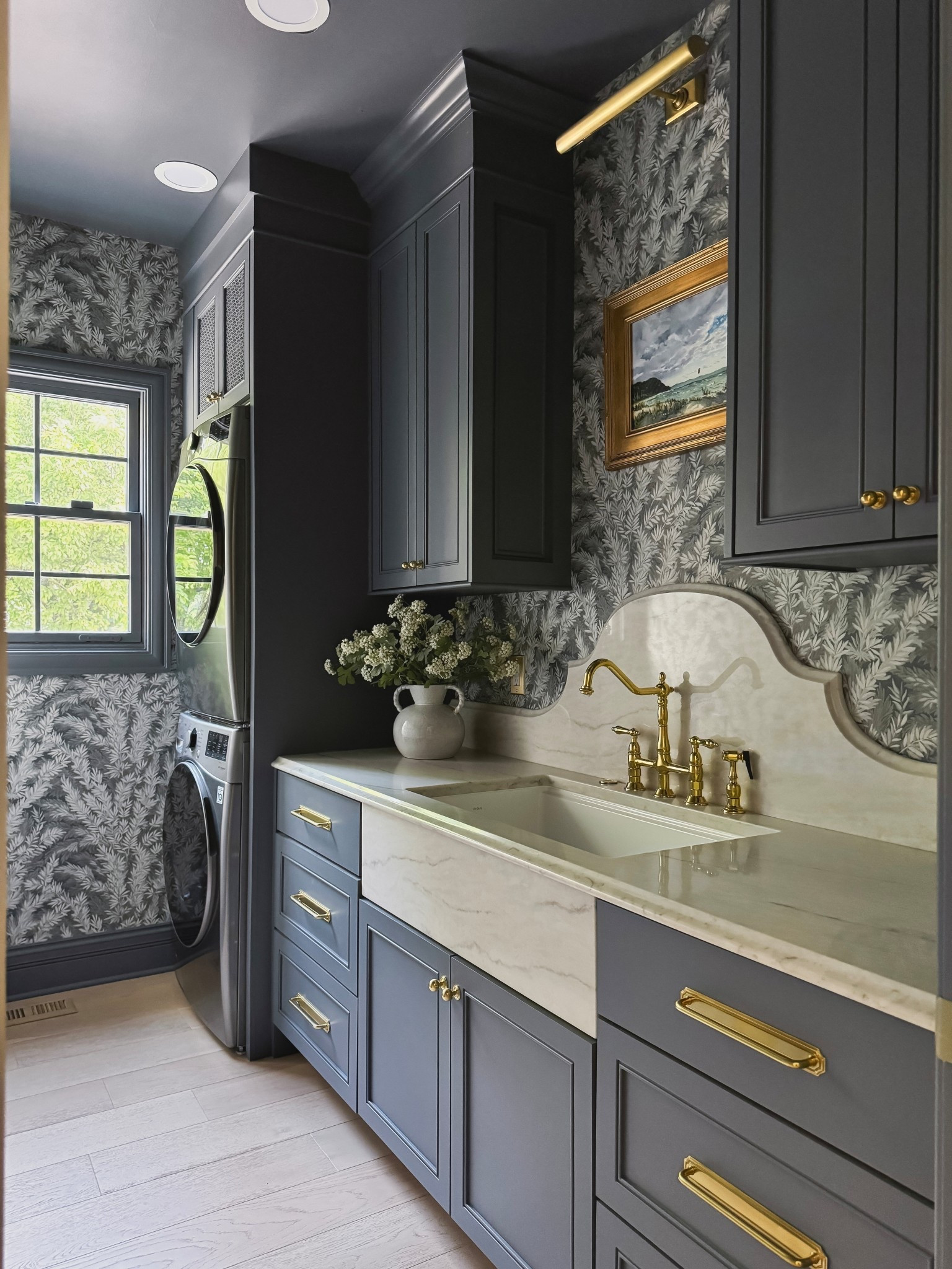 Laundry room sources! Hardware is in the aged brass finish. Pulls are 8” long on 24” wide cabinets  

#LTKHome #LTKdayinmylife #LTKSaleAlert