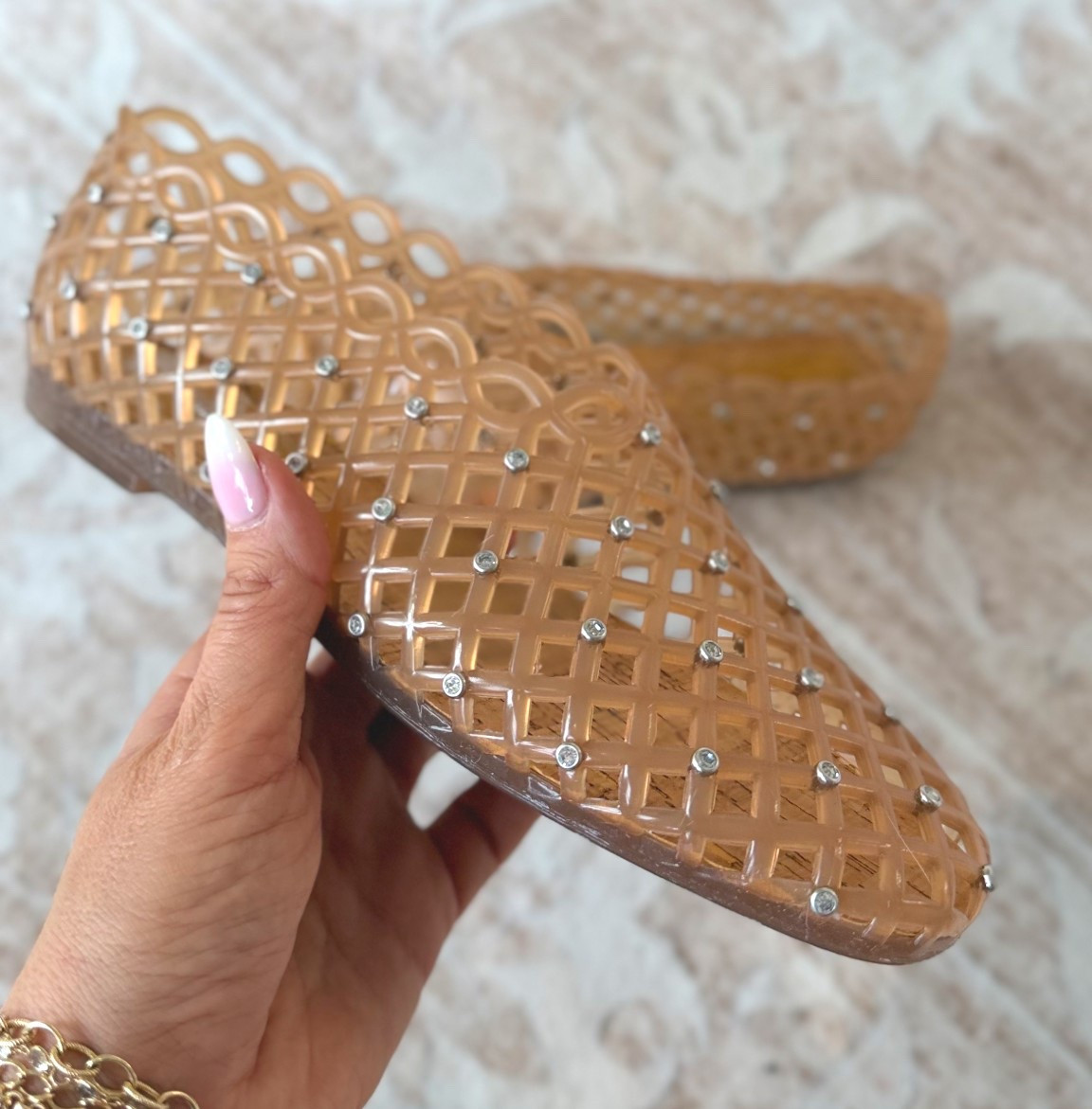 The jelly shoe I wore all last spring and summer now with rhinestones! 
Runs tts 

#LTKU #LTKOver40 #LTKSeasonal