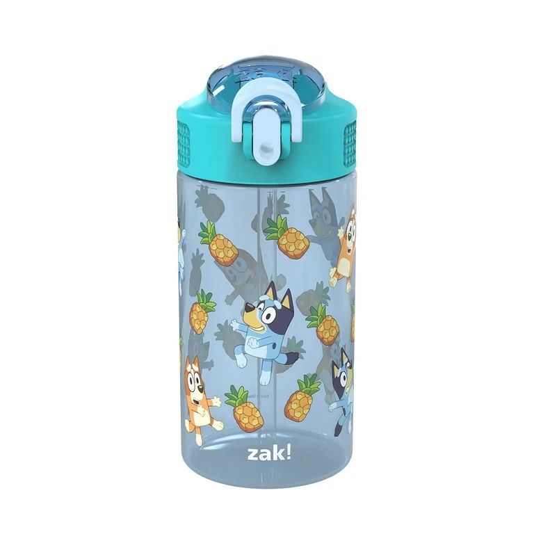Zak Designs 16oz Bluey Kids Straw Water Bottle, Durable Plastic Park Bottle with Easy-Open Lockin... | Walmart (US)