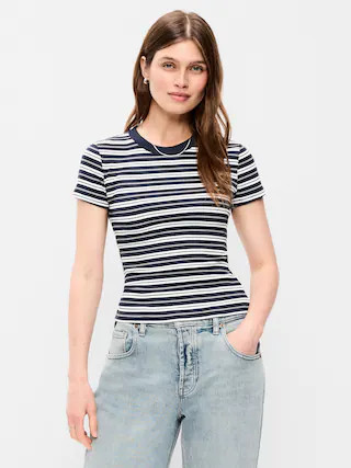 Snug Crew-Neck Ribbed T-Shirt | Old Navy (US)