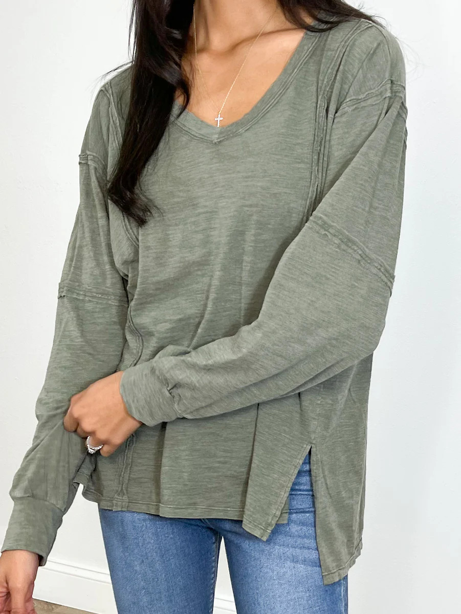 Anthem Mineral Wash Top | Olive | +Plus Available | Talulah