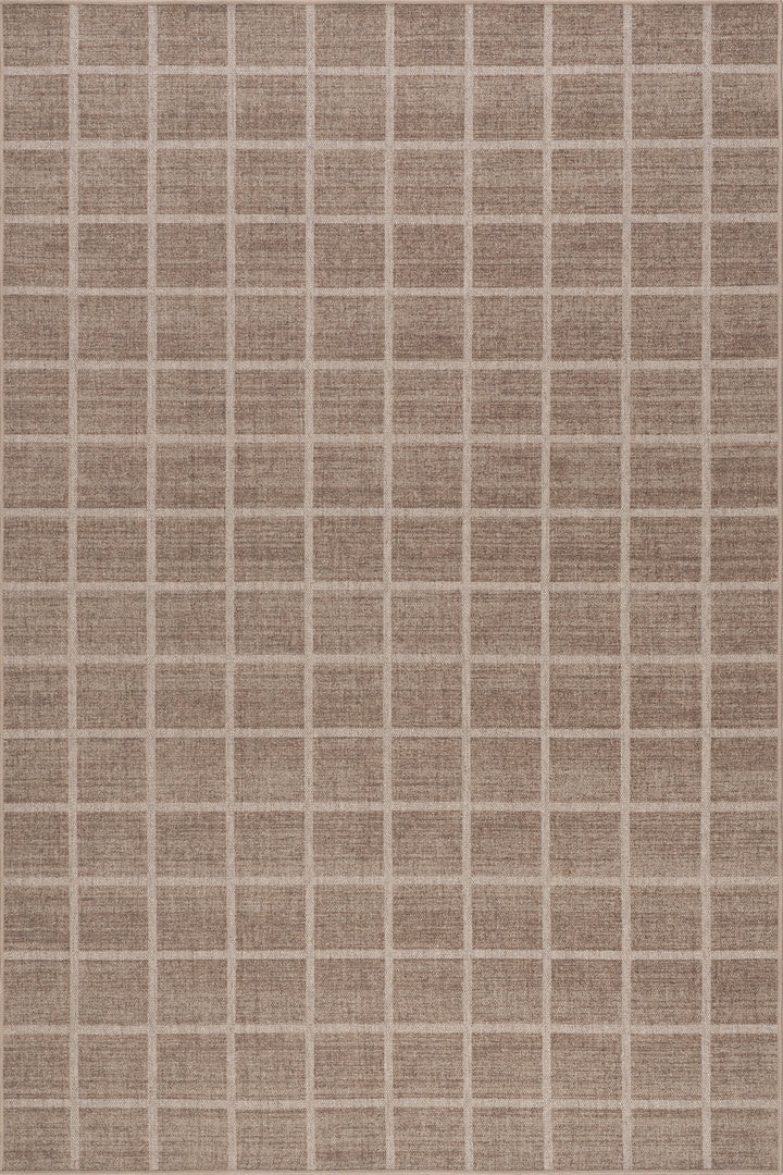 Verity Checkered Washable Rug | Brown | Rugs USA