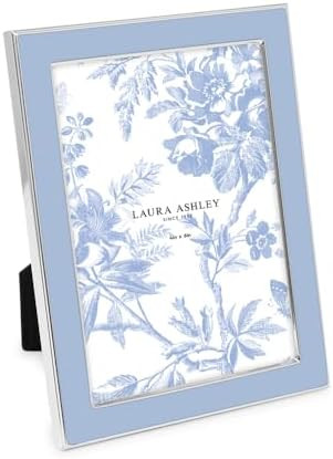 Laura Ashley 4x6 Cashmere Blue Enamel Picture Frame, Silver Metal Edge with Easel, for Countertop... | Amazon (US)