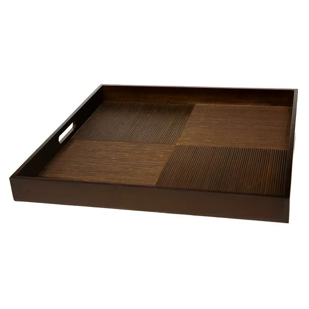 Simply Bamboo Brown Extra Large Square Ribbed Bamboo Serving Tray - 20" | Walmart (US)