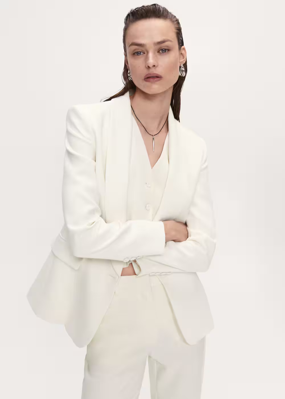 Shawl collar structured blazer -  Women | Mango USA | MANGO (US)