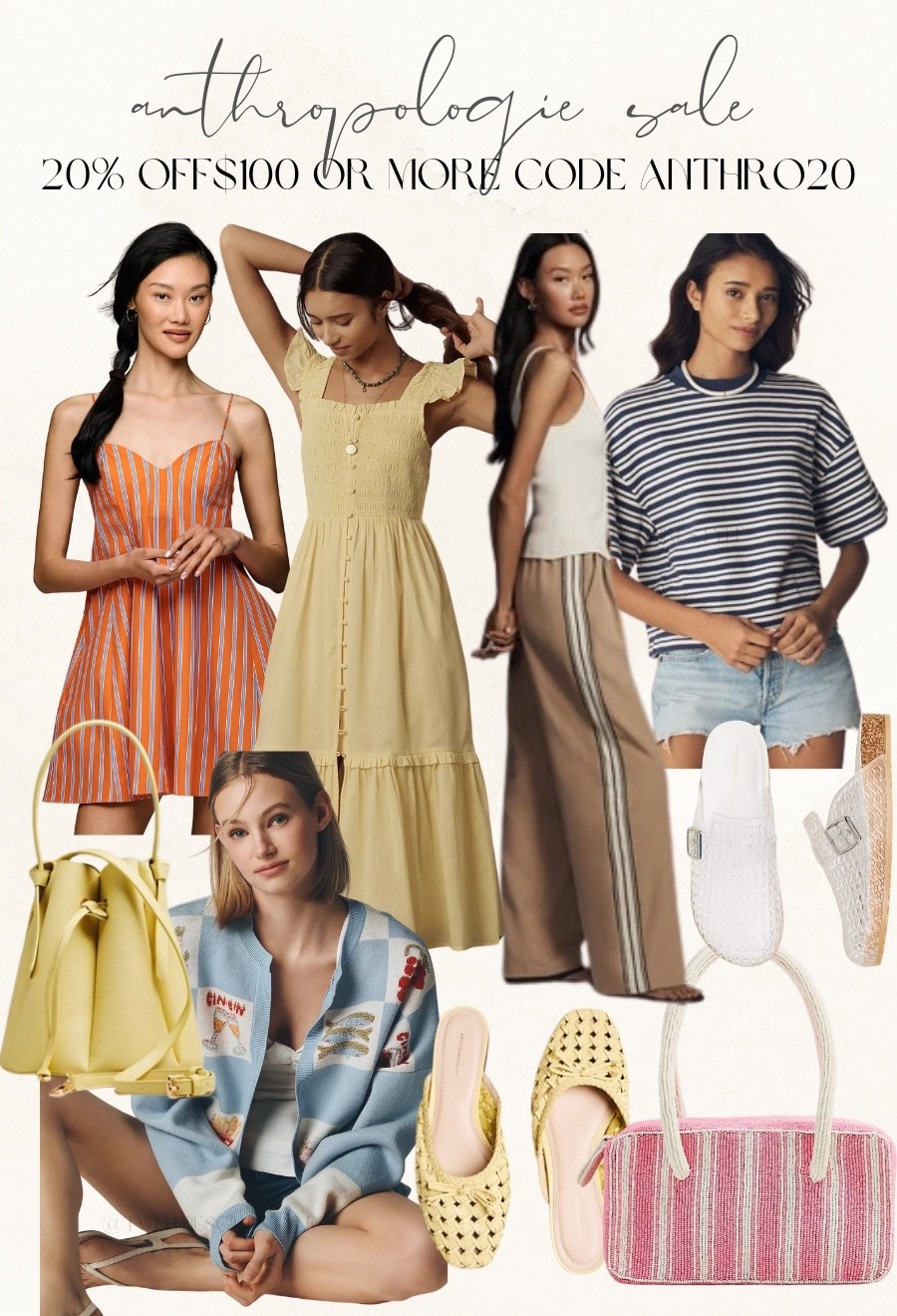 Anthropologie sale 20% off $100 or more code ANTHRO20 🙌🏻🙌🏻

Spring style, spring fashion, spring sale, summer dress, spring dress, bucket, bag, T-shirt, mules ￼

#LTKSaleAlert #LTKSeasonal #LTKootd