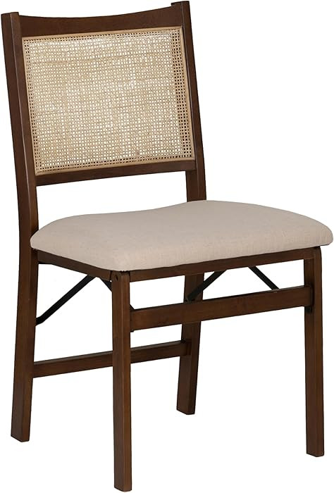 Powell Kasi Brown and Natural Rattan Cane Fully Assembled Foldable Wooden Dining Side Chair | Amazon (US)