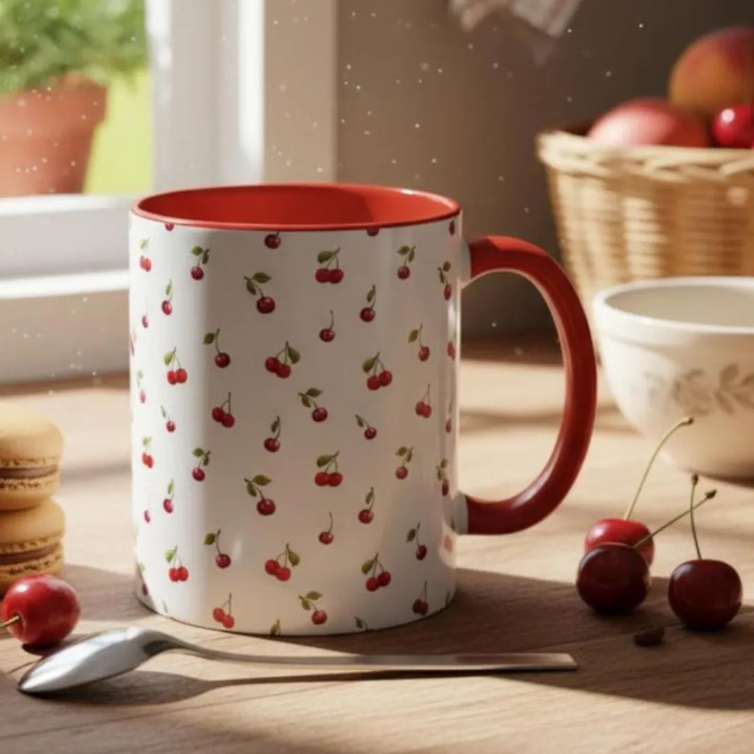 Cherry Mug Cherry Coffee Mug Cherries Pattern Cherry Art Cherries Mug Gift for Cherry Lover Coque... | Etsy (Global)