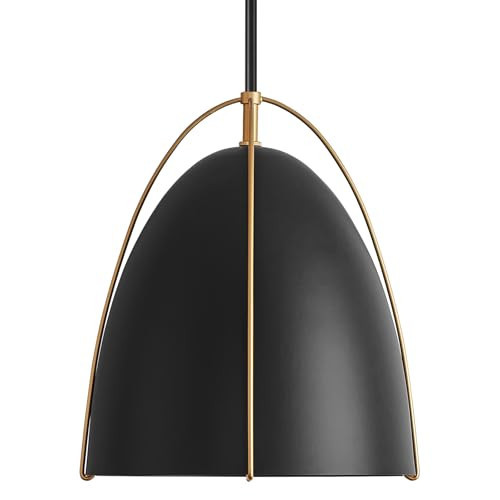 FookChak Black Dome Pendant Light 3 Light Socket Large Pendant Light Fixture with Adjustable Pendant Rod 12in Black Gold Pendant Lighting for Kitchen Island Dining Room Kitchen Sink, E26 | Amazon (US)