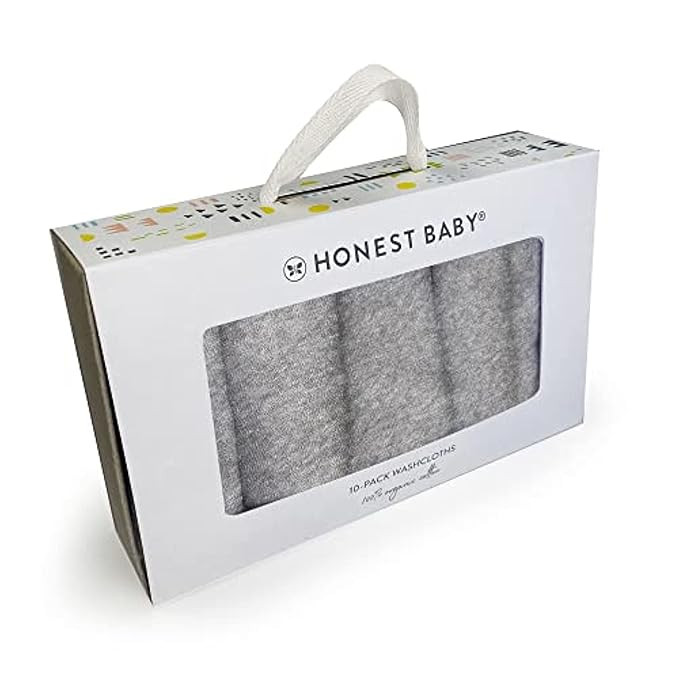 HonestBaby 10-Pack Organic Cotton Baby-Terry Wash Cloths, Gray Heather, One Size | Amazon (US)