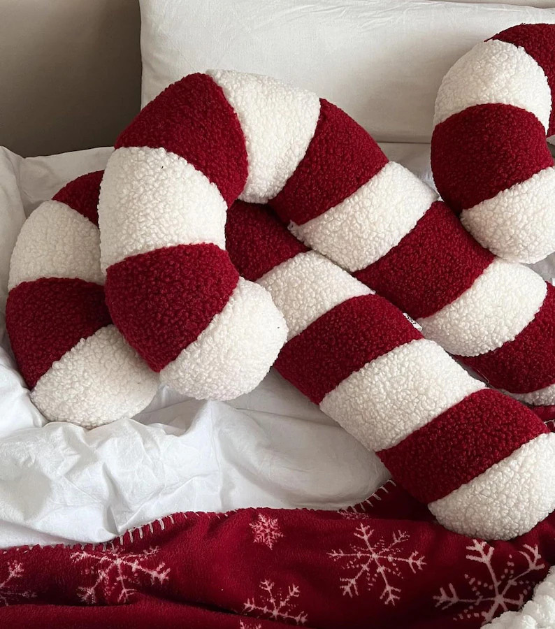 Patchwork Pillow red Lollipop, Home Decor Cushion, Cozy Home Decor, Christmas Cushion, Christmas ... | Etsy (US)