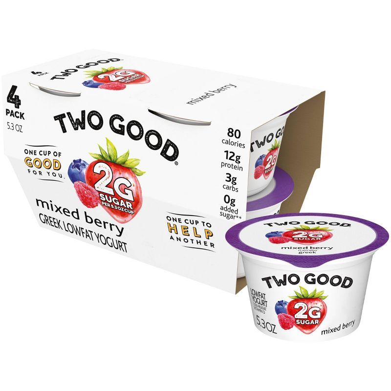 Two Good Low Fat Lower Sugar Mixed Berry Greek Yogurt - 4ct/5.3oz Cups | Target