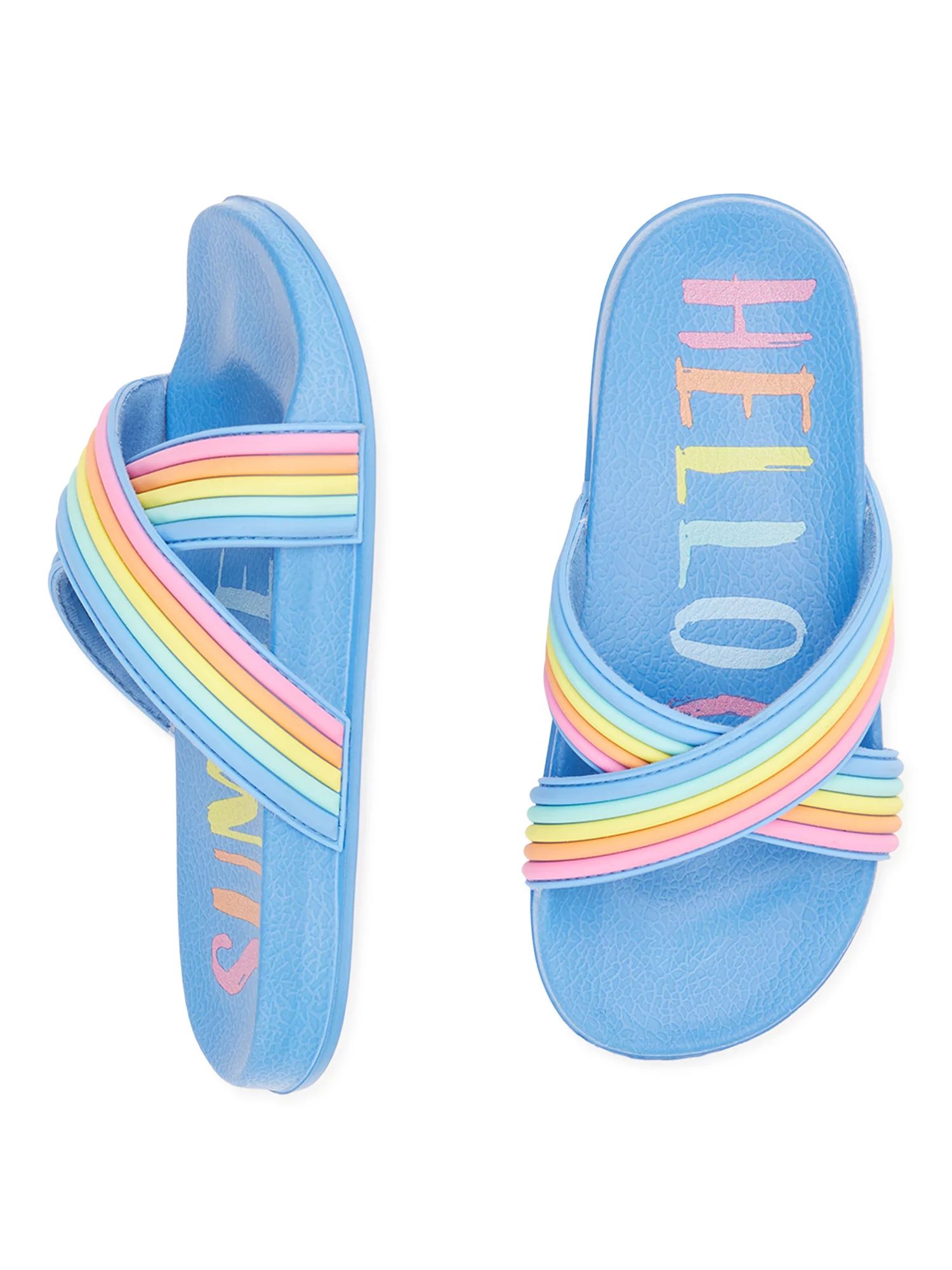 Wonder Nation Girls Puff Slide Sandals, Sizes 11/12-5/6 | Walmart (US)