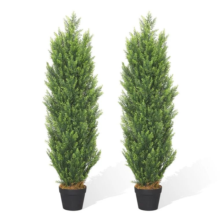 Poetree Artificial Tree 2 Pack 4 ft Outdoor Artificial Topiary Cedar Plants Fake Tree UV Rated Po... | Walmart (US)