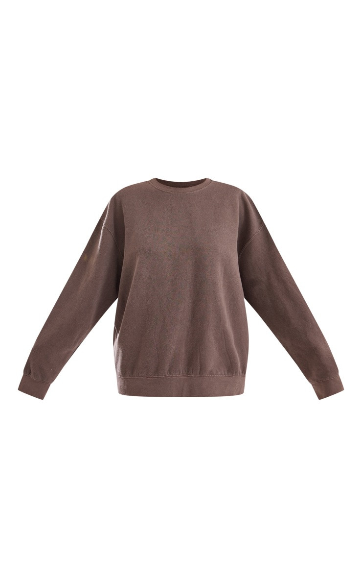 Chocolate Better Days Ahead Back Printed Washed Sweatshirt | PrettyLittleThing US