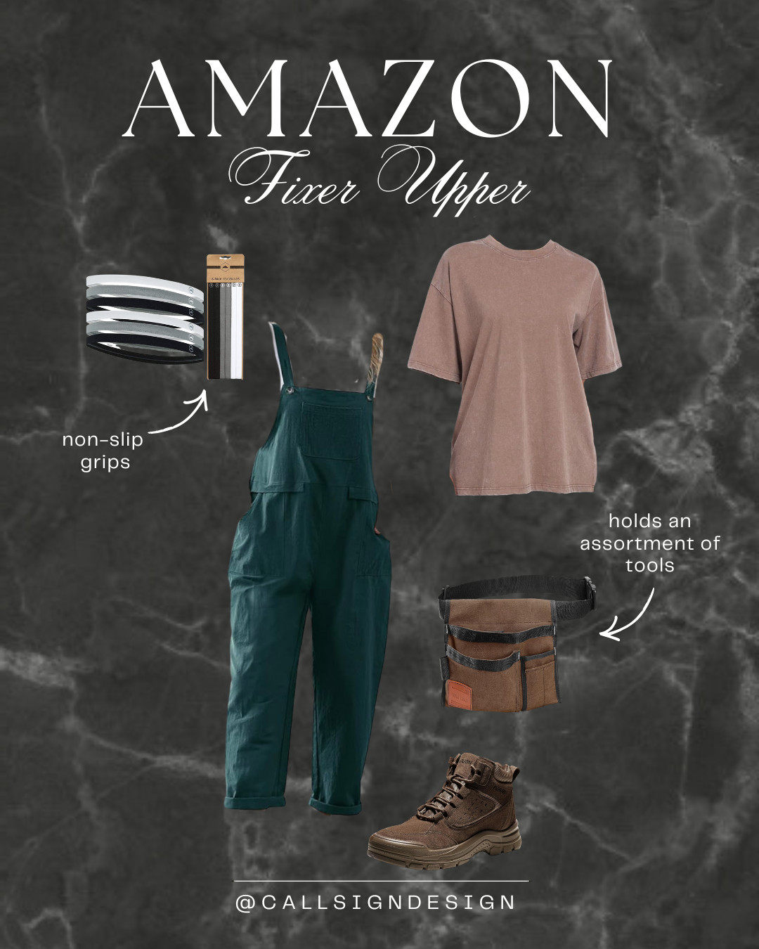 Built for the project 🔨✨
Loose fit overalls layered with a oversized tee that won't mind getting dirty with you. Boots for protection and non slip hair bands for a no-fuss finish. The perfect mix of function and style. 

 #LTKdayinmylife #LTKgrwm #LTKootd