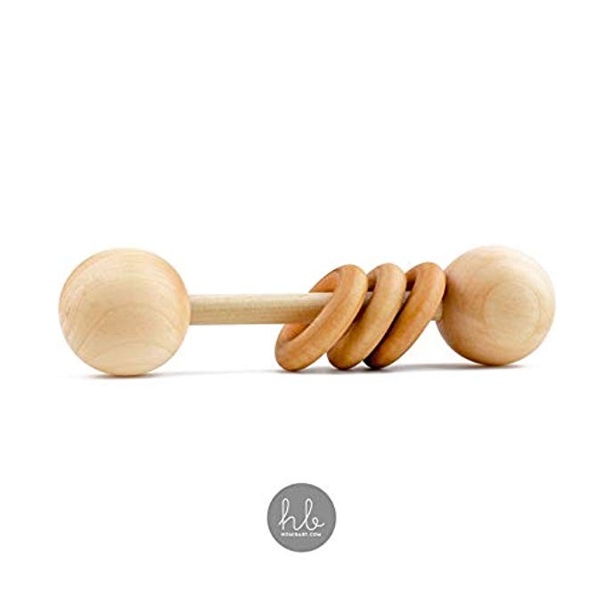 Organic Wood Montessori Styled Baby Rattle by Homi Baby - Perfect Grasping Teething Toy for Toddlers | Amazon (US)