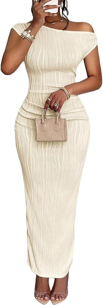 Narecte Summer Dresses for Women One Shoulder Bodycon Sexy Club Dress Elegant Formal Dresses Maxi... | Amazon (US)