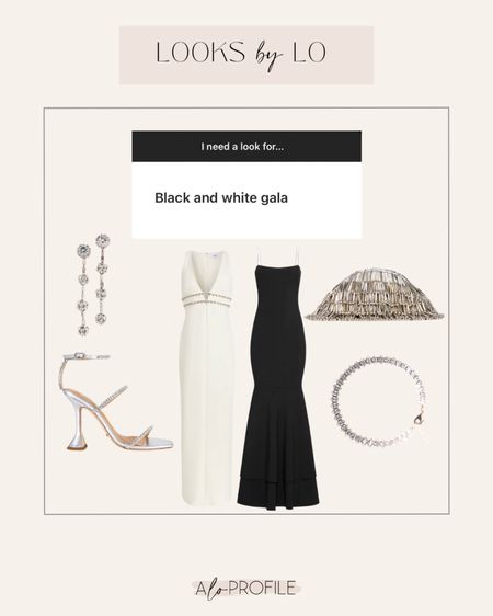 Looks by Lo// black and white gala outfit! Great for black tie wedding too!! 

#LTKstyletip #LTKSeasonal #LTKwedding