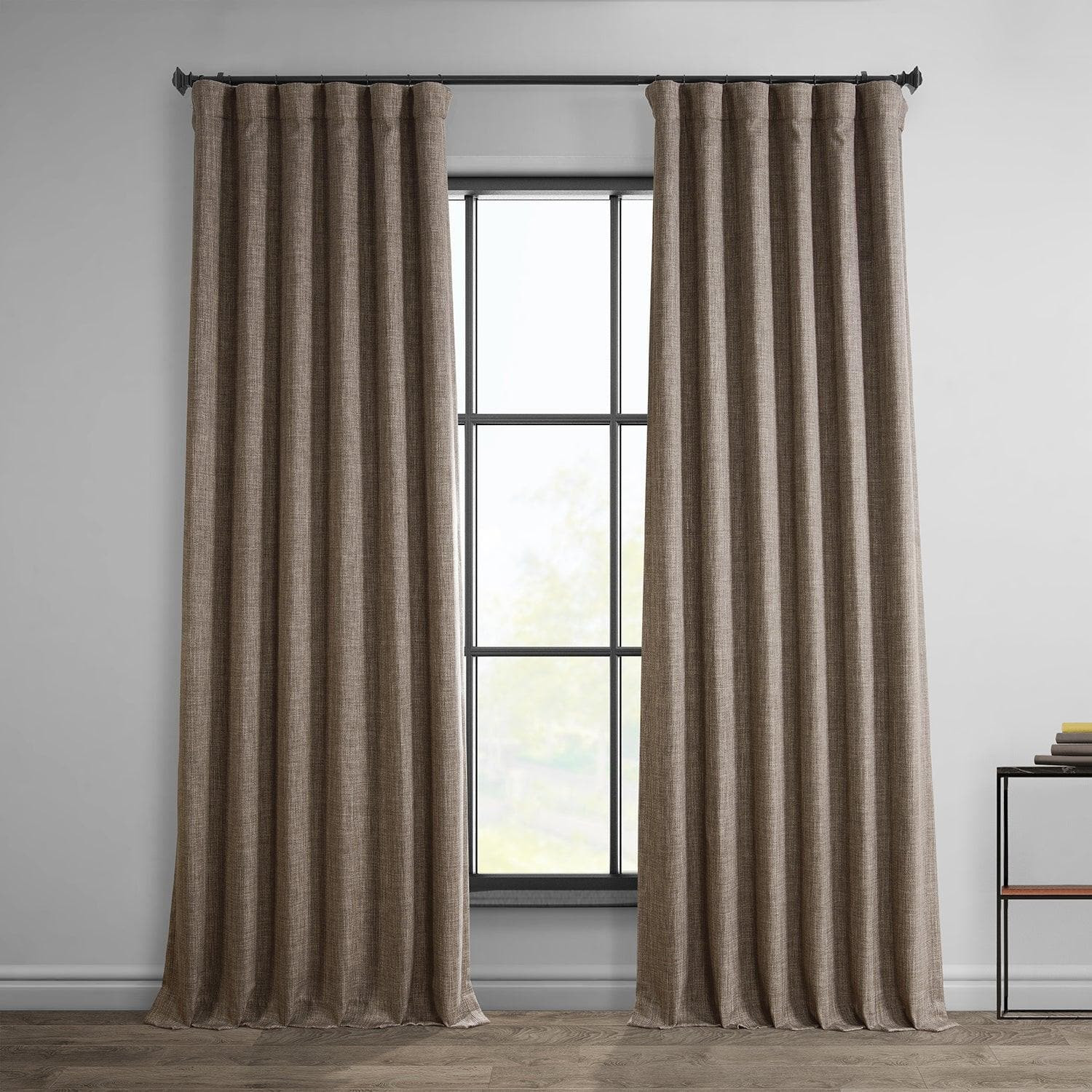 Dutch Cocoa Textured Faux Linen Room Darkening Curtain | Half Price Drapes