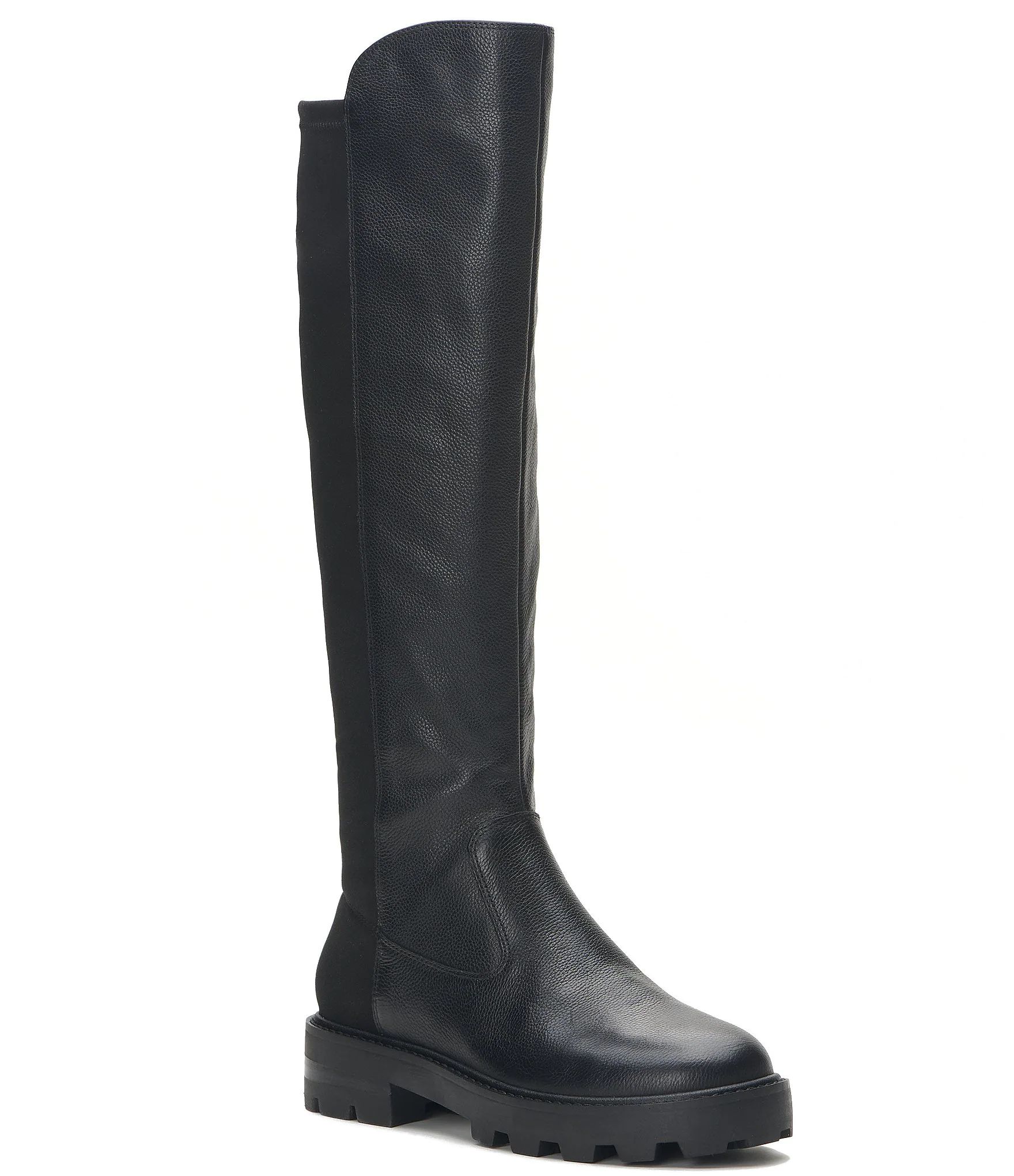 Tencoli Leather Stretch Back Platform Lug Sole Tall Boots | Dillard's