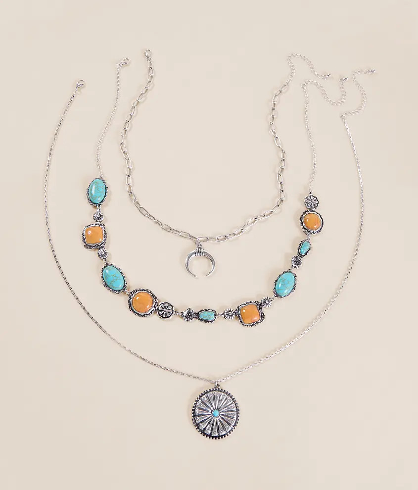 3 Pack Mixed Stone Necklace Set | Buckle