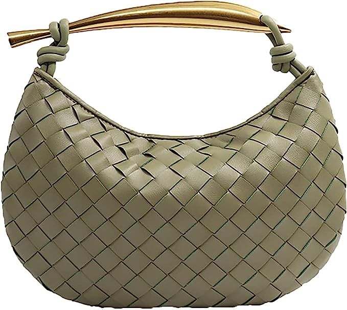 Woven Handbag Soft PU Handmade Hobo Bags for Women Lightweight Fashion Dumpling Clutch Bags (Ligh... | Amazon (US)