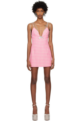 AREA - Pink Deco Bow Minidress | SSENSE