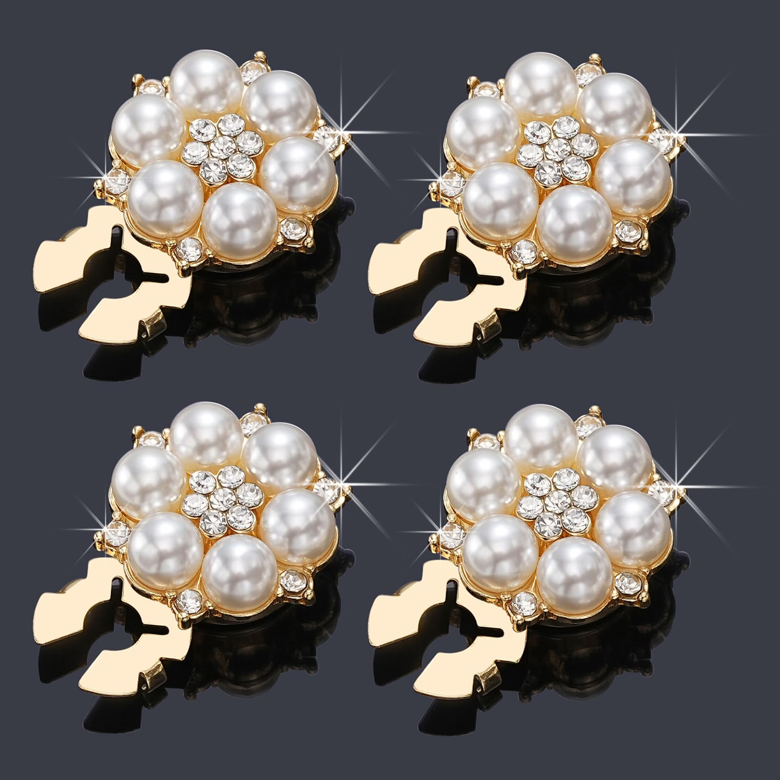 4Pcs Rhinestone Button Cover, Crystal Embellishments for Clothing Wedding Bouquet Decoration DIY ... | Amazon (US)
