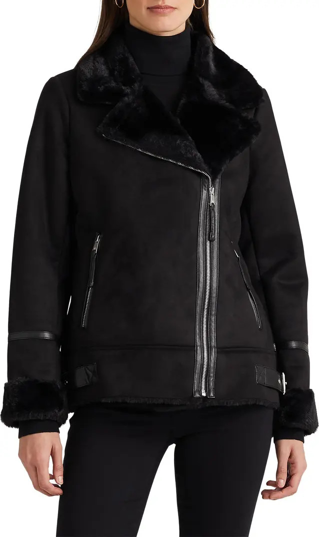 Faux Shearling & Faux Leather Moto Jacket | Nordstrom