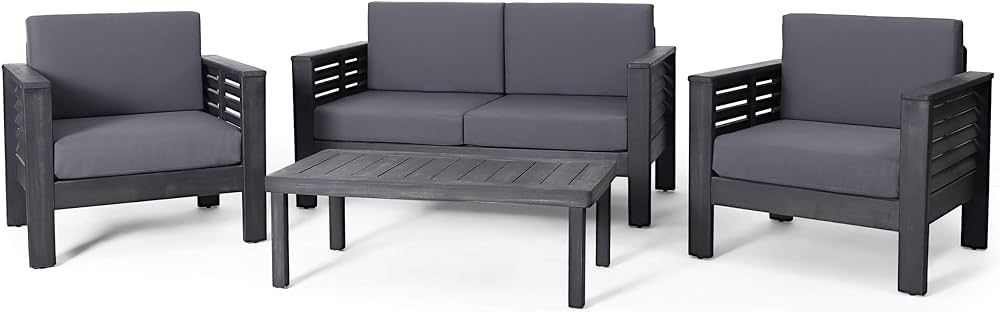 Christopher Knight Home Louver Chat Set, Dark Gray | Amazon (US)