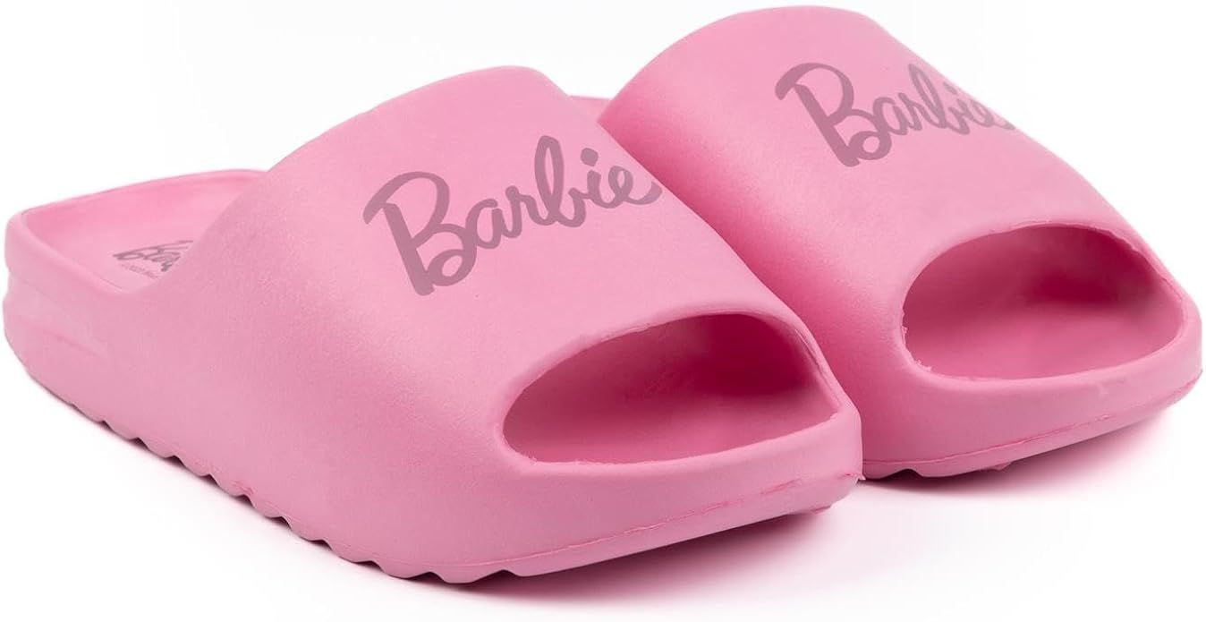Barbie Womens Sliders Ladies Pink Doll Logo Summer Beachwear Shoes | Amazon (US)