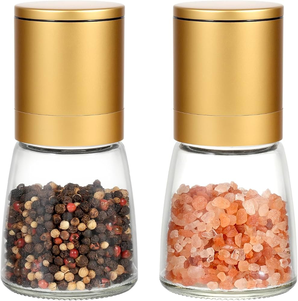 Vucchini Gold Salt and Pepper Grinder Mill - Adjustable Coarseness Ceramic Brass Spice Grinder Sh... | Amazon (US)