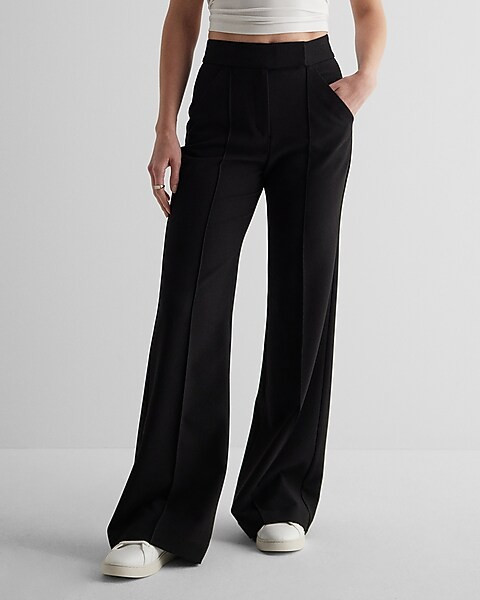 Super High Waisted Pintuck Flare Trouser Pant | Express