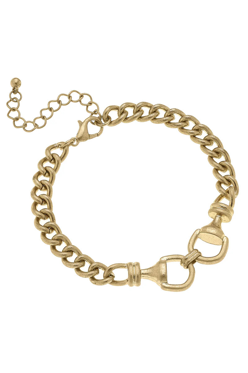 Jacklynn Linked Horsebit Bracelet in Shiny Gold | CANVAS