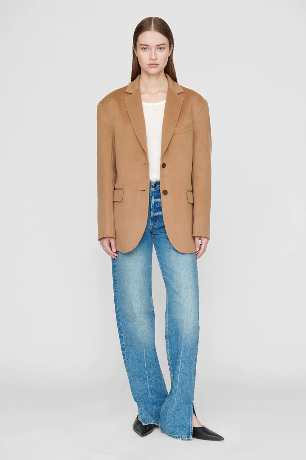 ANINE BING Quinn Blazer in Camel Cashmere Blend | Anine Bing