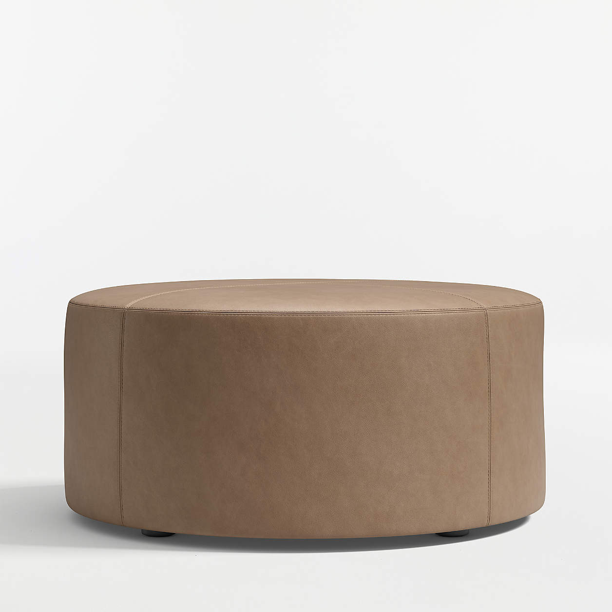 Highland 36" Round Leather Ottoman + Reviews | Crate & Barrel | Crate & Barrel