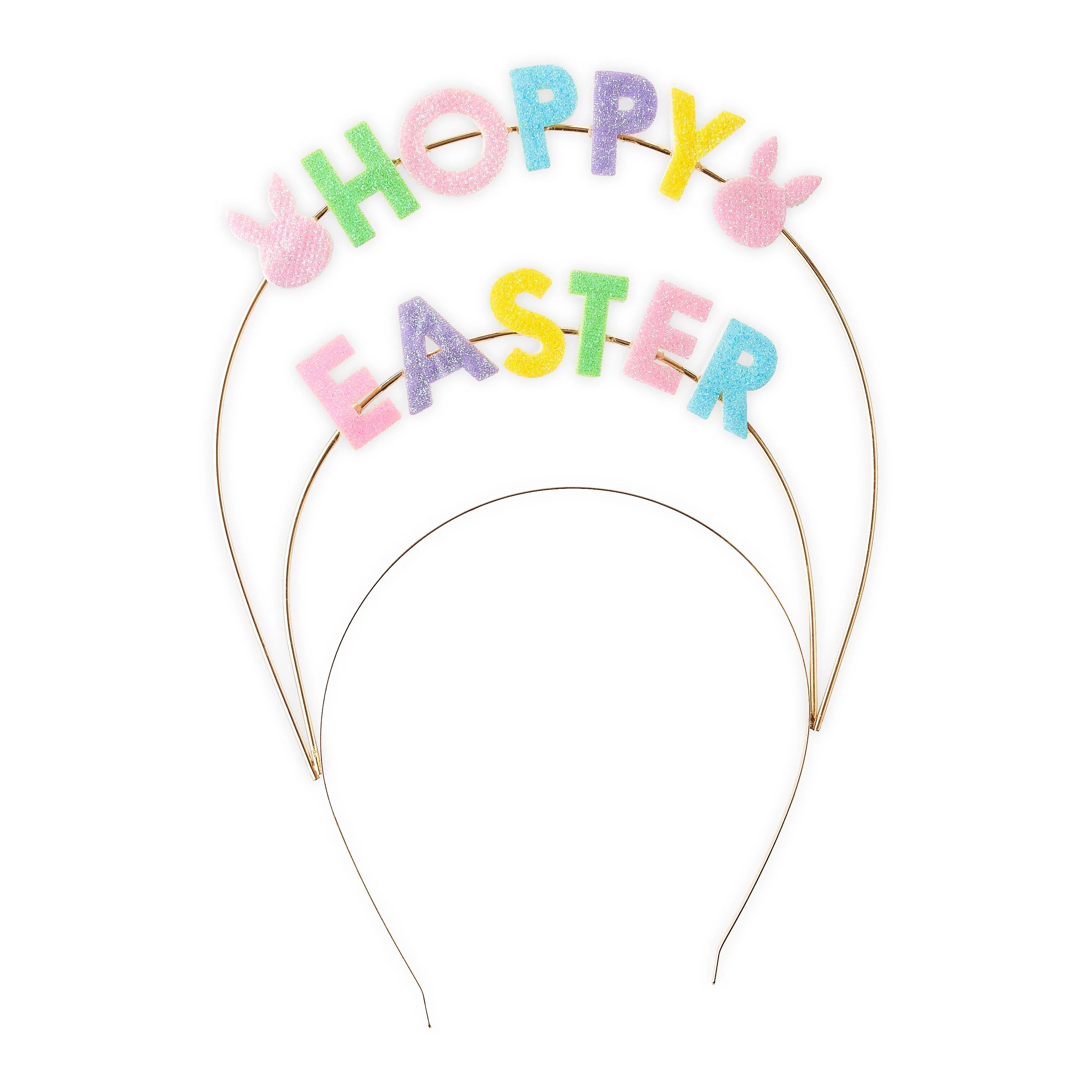 Packed Party 'Hoppy Easter' Glitter Gold Wire Tiered Headband | Walmart (US)