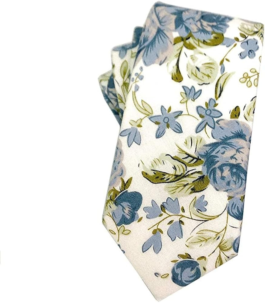 Mantieqingway Men's Cotton Floral Neck Tie 2.56'' Printed Skinny Tie | Amazon (US)