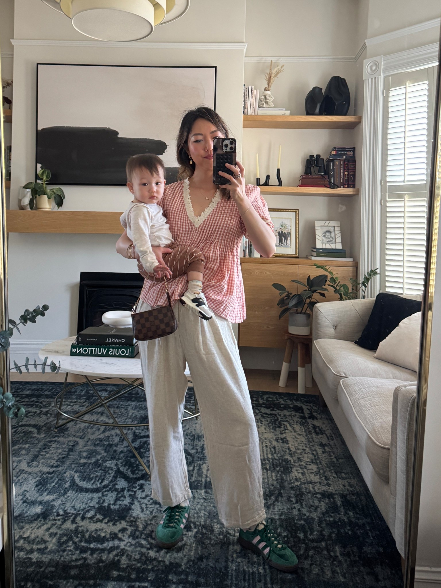 Wearing size XS in the top and S in the bottoms