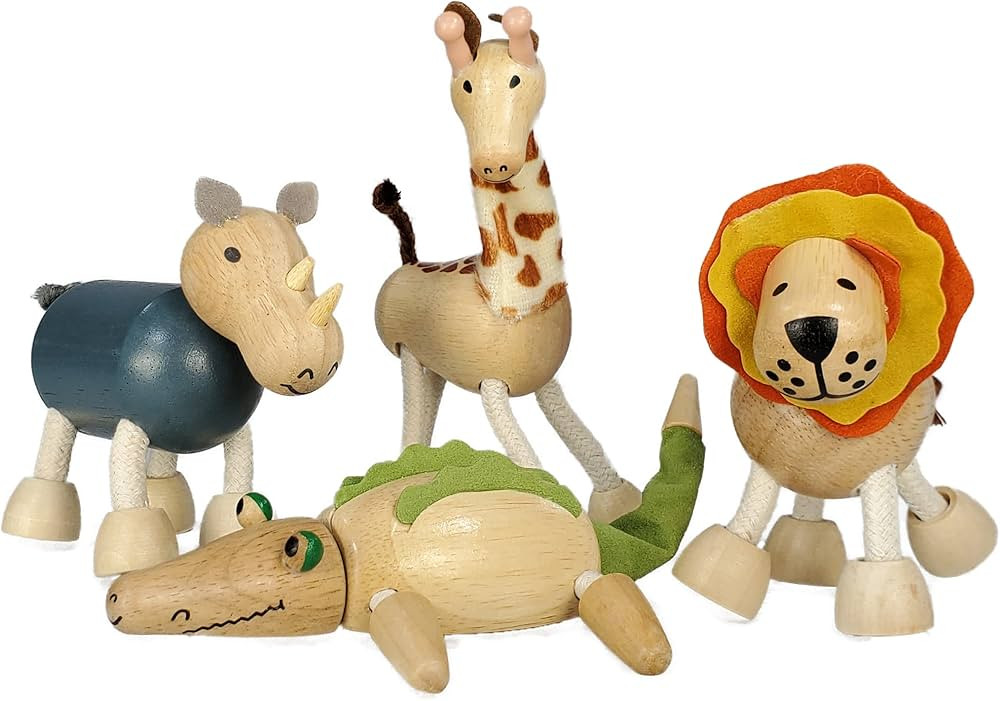 Bendable Safari Wooden Animals (Set of 4) | Early Learning Montessori Toy for Toddlers & Kids. In... | Amazon (US)