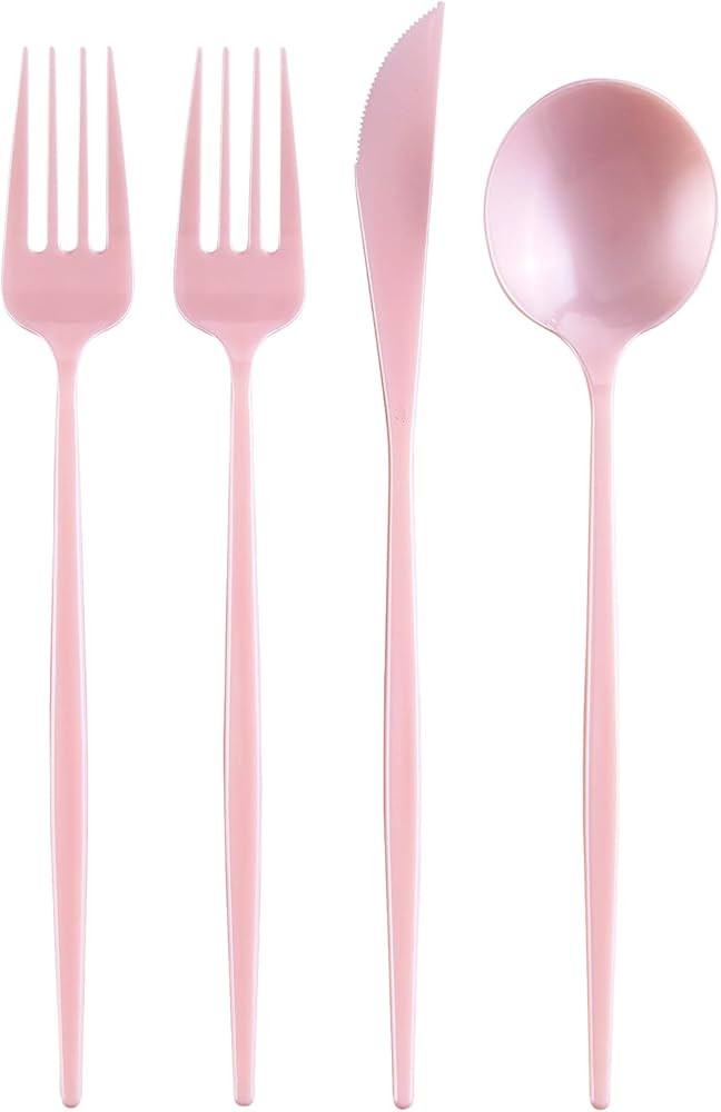 OPULENCE COLLECTION DISPOSABLE FLATWARE SET | Heavy Duty Plastic Cutlery | 80 pc Set | 40 Forks, ... | Amazon (US)