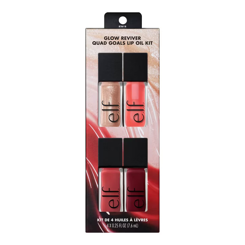 e.l.f. Glow Reviver Quad Goals Lip Oil Kit - 0.25 fl oz/4ct | Target